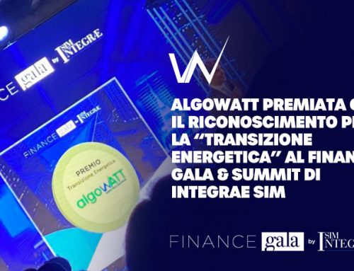 algoWatt premiata con il riconoscimento per la “transizione energetica” al Finance Gala & Summit di Integrae SIM